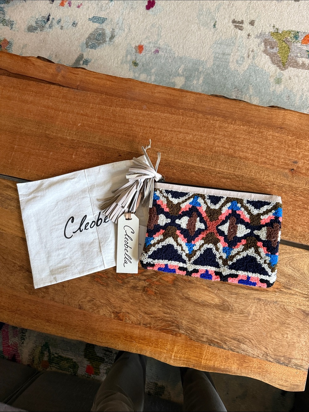 Cleobella Multicolor Tassel Zip Clutch